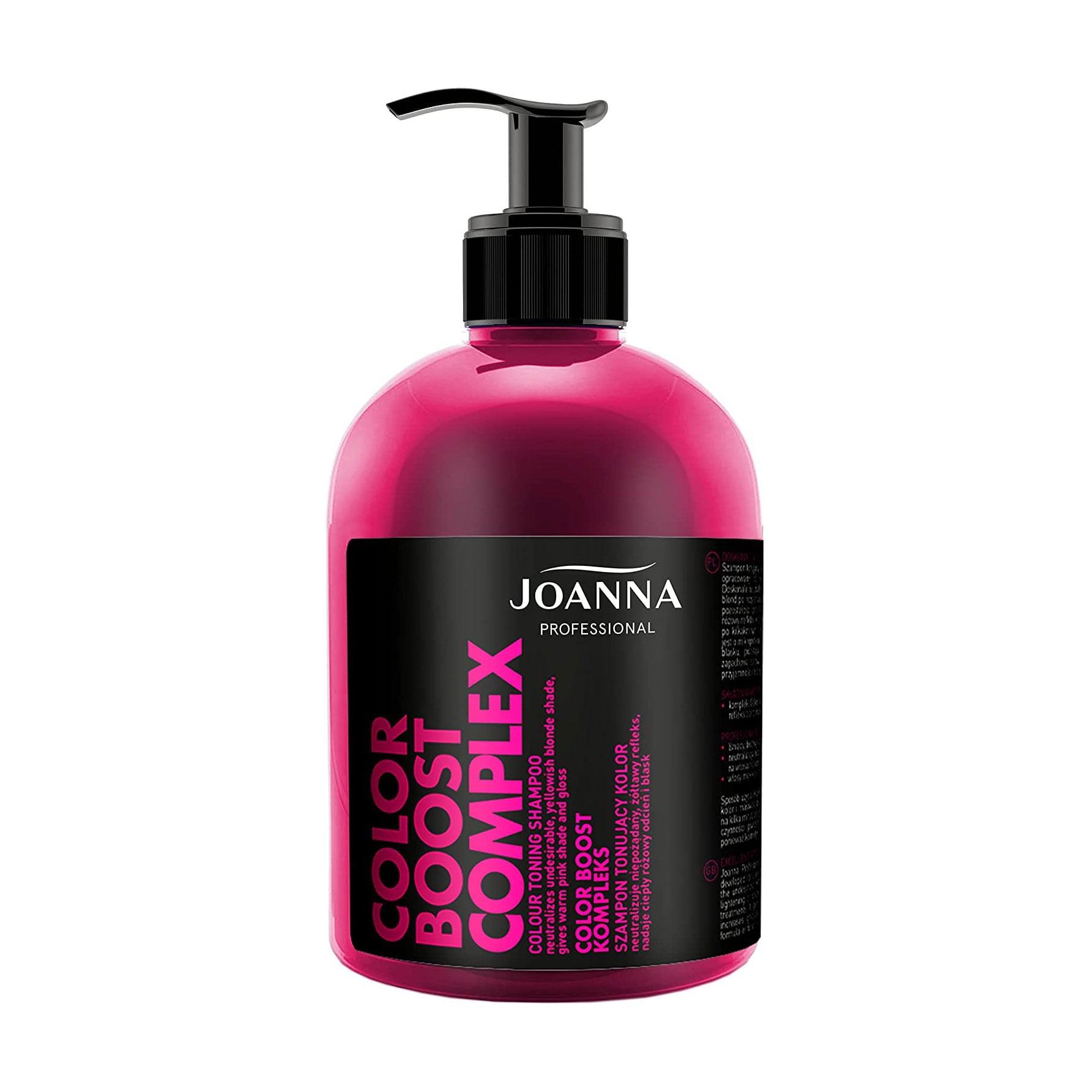 Відтінковий шампунь Joanna Professional Color Boost Complex проти жовтизни, для сивого та освітленого волосся, рожевий, 500 г